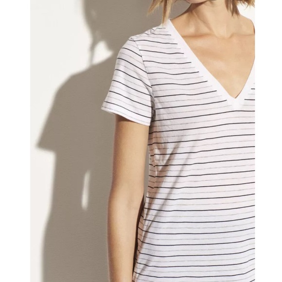 VINCE | Striped Essential V Neck T-Shirt - Picture 6 of 8